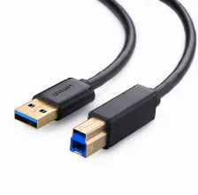 Cable Ugreen Usb-a A Usb-b, Usb 3.0, 2 Metros, Ideal Para Impresora, Escaner, Negro
