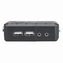 Switch Kvm Manhattan Compacto 2 Puertos Desktop Usb 2:1 Cables+audio Color Negro