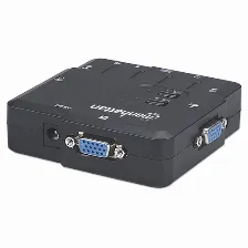 Switch Kvm Manhattan Compacto 2 Puertos Desktop Usb 2:1 Cables+audio Color Negro