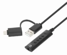 Divisor Audio Manhattan 153560 Usb-c & Usb-a A Usb-a & 3.5 Mm, 1 M, Negro