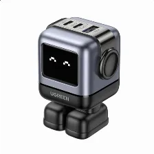 Cargador Ugreen Uno 65w, Gan, 2x Usb-c, 1x Usb-a, Carga Rapida, Negro/gris