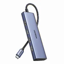 Docking Station Ugreen, 6 Puertos, Interfaz Usb-c, 3x Usb-a, 1x Hdmi, 1x Microsd, 1x Sd, 5000 Mbit/s, Plata