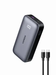 Power Bank Mini Ugreen 10000 Mah, Usb-a, Usb-c, Indicador Led, Carga Rapida 30w, Gris