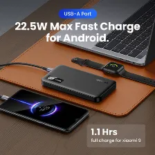 Power Bank Ugreen 10000 Mah, Usb-a, Usb-c, Indicador Led, Carga Rapida 20w, Negro