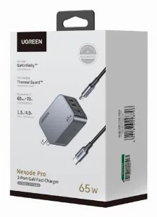 Cargador De 65w Serie Nexode Pro | 3 Puertos De Carga Ra¡pida | 2 Usb-c | 1 Usb-a | Tecnologa­a Ganinfinity | Pd3.1 De 65w / Qc4.0 | Tecnologa­a De Proteccia³n Ta©rmica | Optimiza La Carga | Caja D...