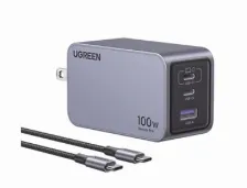 Cargador Ugreen 25873 100 - 240 V, Universal, Interior, 2usb-c, Carga Rápida, Gris