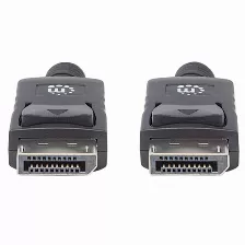 Cable Manhattan Displayport 1.2 A Displayport 1.2 Macho, Blindado, 2.0 Metros, Color Negro