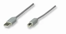 Cable Manhattan Usb A Macho - Usb B Macho, 3 Metros, (317863) Gris