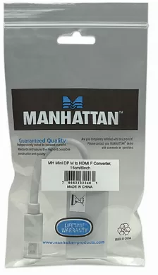 Adaptador Manhattan Mini Displayport Macho A Hdmi Hembra, 1080p, 60hz, 15cm, Blanco