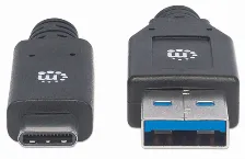 Cable Manhattan, Usb A 3.1 Macho - Usb C 3.1 Macho, 3 Metros,(354981) Negro