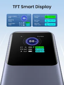 Power Bank Ugreen Nexode 25000mah, Hasta 140w, Pantalla Inteligente, 1x Usb-a, 2x Usb-c, Gris