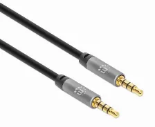 Cable De Audio Manhattan Cable Auxiliar De Audio Estéreo 3,5mm A 3,5mm, 5 M, Negro, Plata