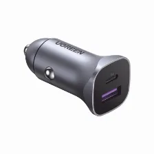 Cargador Ugreen 40858 12 - 24 V, Universal, Auto, 1usb-c, Carga Rápida, 30 W, Aluminio