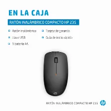 Mouse Optico Hp Inalambrico 2.4ghz, 235 Slim, 3 Botones, 1600 Dpi, Bateria Aa, Color Negro