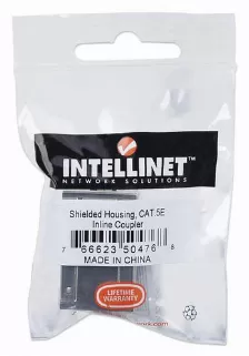 Conector Intellinet Cople Rj45-rj45 Cat5e Modular Metalico Utp Ftp Rj-45, Color Plata, Categoría Cat5e, Blindaje De Cable F/utp (ftp), Material Metal, Certificación Eia/tia, Ul
