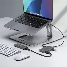 Hub Startech.com 5g4ac-usb-c-hub Interfaz Usb 3.2 Gen 1 (3.1 Gen 1) Type-c, 4 Usb A 3.1, Plástico, Cantidad De Puertos 5, Longitud De Cable 0.3 M, Velocidad 5000 Mbit/s, Color Gris