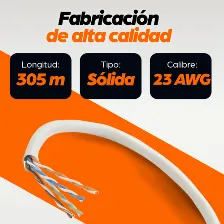 Bobina De Cable De Red Intellinet Cat6 Utp 305 Metros, Solida, Calibre 23 Awg, Color Gris