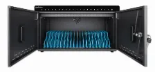 Armario De Carga Manhattan 715959 Gabinete De Manejo De Dispositivos Portátiles, Color Negro, Ubicación Mesa, Soporta 20 Dispositivos, Compatibilidad Con Smartphone, Tableta, Usb Tipo C, Protección...