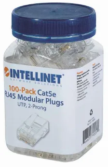 Bote De Conectores Rj45 Intellinet, Cat5e, 2 Puntas, Para Cable Multifilar, 100 Piezas