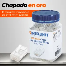 Bote De Conectores Rj45 Intellinet, Cat5e, 2 Puntas, Para Cable Multifilar, 100 Piezas