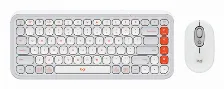Kit Teclado Y Mouse Logitech Pop Icon Combo Interruptor De Llave De Tijera, Inalámbrico, 400 Dpi, Blanco