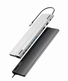 Docking Acteck Port X Dh690 Usb C, 3x Usb A 3.0, 2 Usb C 3.0, 2x Usb A 2.0, Hdmi, Vga, Rj45, Plata