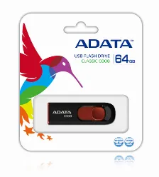 Memoria Usb Adata C008 64gb 64gb, 2.0, Factor De Forma Deslizar, Negro/rojo