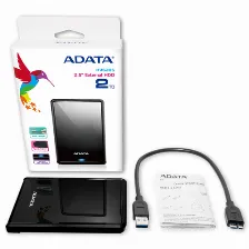 Disco Duro Externo Adata Ahv620s Slim, 1tb, 2.5 Pulg, Usb 3.1, Color Negro