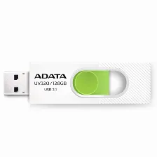 Memoria Usb Adata Uv320 128gb, 3.2 Gen 1 3.1, Factor De Forma Deslizar, Color Verde, Blanco