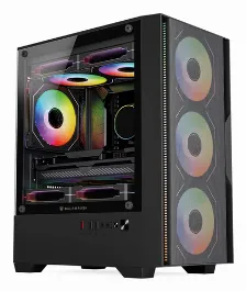 Gabinete Gamer Balam Rush Nitrox Edge Pro Aircool 4900c / Mini Torre / Micro-atx, Mini Itx / Incluye 3 Ventiladores Argb 120 Mm / Cristal Templado / Negro / Br-943895