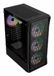 Gabinete Gamer Balam Rush Dragonfly Hex Gm560 / Media Torre / Atx, Micro-atx, Mini Itx / Incluye 4 Ventiladores Argb 120 Mm / Cristal Templado / Negro / Br-943963