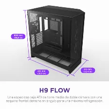 Gabinete Nzxt H9 Midi Tower Con Ventana, 4x Ventiladores, S/ Fuente, Negro