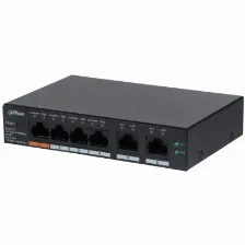 Switch Dahua 6 Puertos Gigabit Ethernet, 4 Puertos Poe 10/100/1000 + 2 Puertos Uplink, 60w, 12 Gbit/s