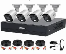 Kit De Vigilancia Dahua Cctv Wizsense, Dvr 4 Canales, 4 Camaras Bala, 2mp, Con Accesorios