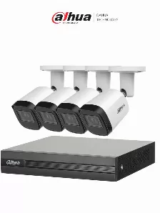 Kit De Vigilancia Dahua Cctv, Dvr 4 Canales, 4 Camaras Bala, 5mp, Con Accesorios