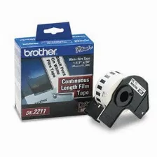 Etiqueta Blanca Pla?stica Continua No Laminada Brother Dk2211 De 29 Mm De Ancho X 15.2 Mts De Largo. Impresia?n En Negro. Ql800 / Ql810w / Ql1110nwb.