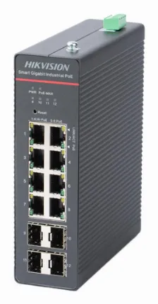 Switch Hikvision Ds-3t1512hp-si-8p4f Gestionado, Rj-45 8, Gigabit Ethernet (10/100/1000), 8 Poe, Negro