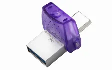 Memoria Usb Kingston Datatraveler Microduo 3c, 128gb, Usb 3.0 A/c, Morado