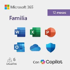 Microsoft 365 Familia Esd, 6 Usuarios, Con Copilot, No Devolucion-no Cancelacion, Licencia Electronica