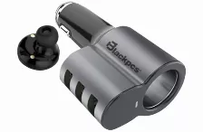 Combo Cargador De Carro Blackpcs Epi053bt-bl, 3 Puertos Usb, Manos Libres Bluetooth, Inserción Magnetica Carcasa De Aluminio Anti-oxido, Color Negro