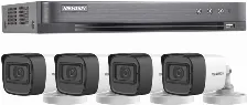 Kit De Vigilancia Hikvision Cctv, Dvr 4 Canales, 4 Camaras Con Microfono, 5mp, Ip67, Con Accesorios