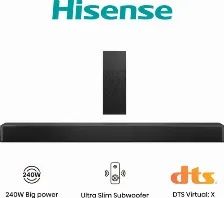 Barra De Sonido Hisense Hs2100 2.1, Bt, Inalámbrico Y Alámbrico, Negro