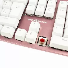 Teclado Mecanico Game Factor Kbg400, Switch Kred Blue, Retroilumando, Usb 1.8 Metros, Color Rosa/blanco