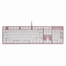 Teclado Mecanico Gaming Gamefactor Kbg400, Switch Red, Antighost, Retroiluminado, Usb, Color Rosa/blanco