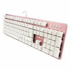 Teclado Mecanico Gaming Gamefactor Kbg400, Switch Red, Antighost, Retroiluminado, Usb, Color Rosa/blanco