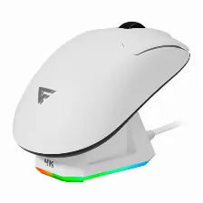 Mouse Gamer Game Factor Mow800, Inalambrico, Base Magnetica De Carga Rgb, 25000dpi, Blanco