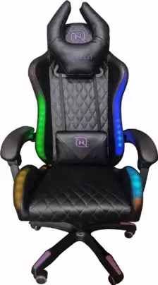 Silla Gamer Necnon Nsg-rgb 1 Asiento Plano, Reposa-brazos Si, Material Cuero, Nylon, Color Negro, Azul