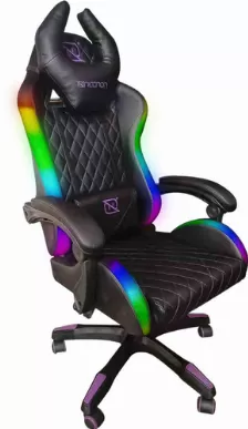 Silla Gamer Necnon Nbsgr125rg Asiento Plano, Reposa-brazos Si, Material Cuero, Nylon, Color Negro, Rojo