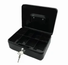 Cajon De Dinero Nextep, Ne-160, Mediano 20cm, Charola Removible, Metalico, Llave, Negro