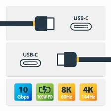 Cable Usb Startech.com Usb C A Usb C, 10000 Mbit/s, Negro